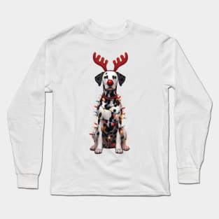 Christmas Red Nose Dalmatian Dog Long Sleeve T-Shirt